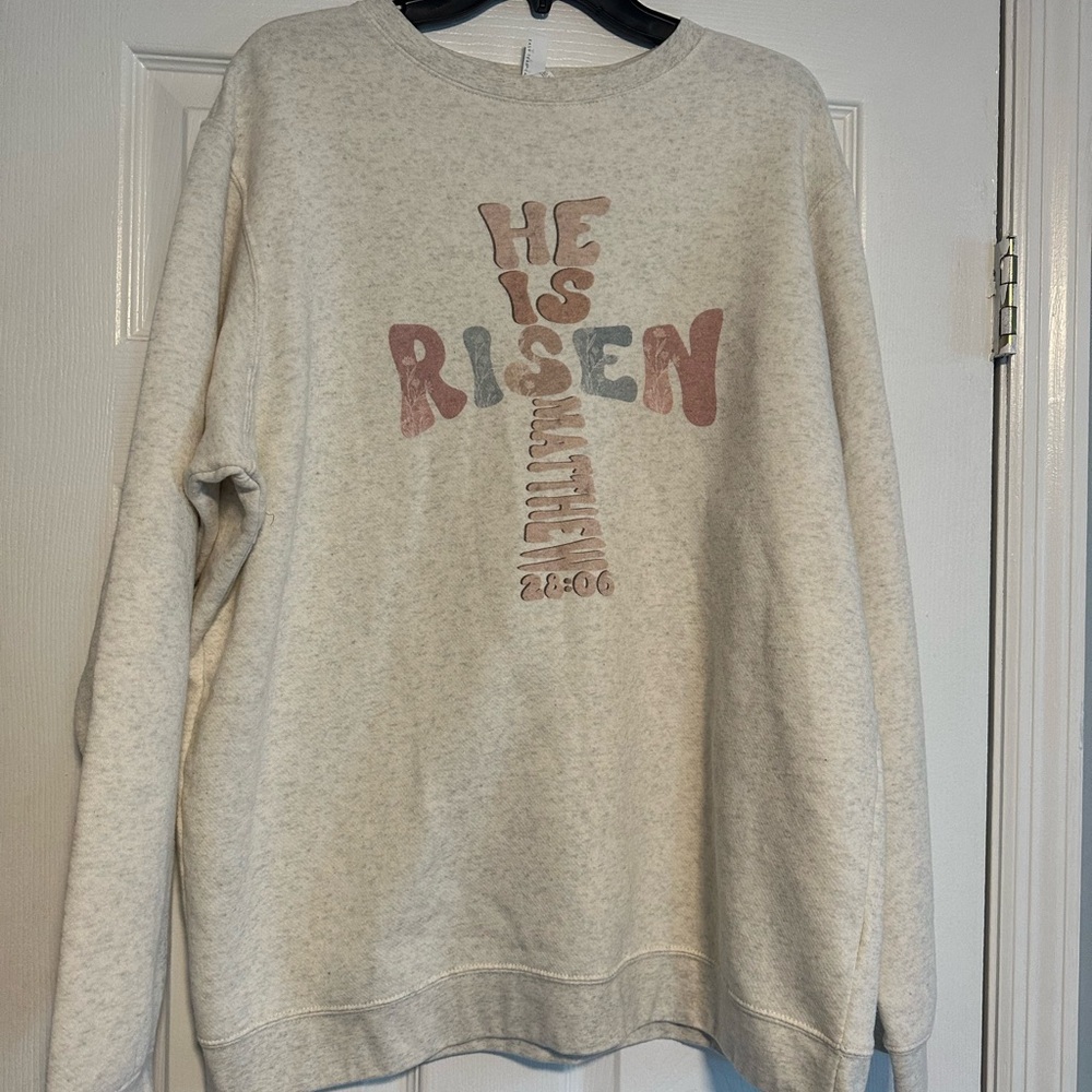 He Is Risen Graphic Crewneck- Cream